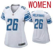 Women Detroit Lions #26 Ifeatu Melifonwu White Nike Game NFL Jersey->women nfl jersey->Women Jersey